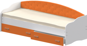 Кровать Софа-7 с мягкой спинкой (800х1900) Белый/Оранжевый в Томмоте - tommot.katalogmebeli.com | фото 1