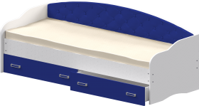 Кровать Софа-7 с мягкой спинкой (800х1900) Белый/Синий в Томмоте - tommot.katalogmebeli.com | фото