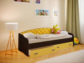 Кровать Софа-7 с мягкой спинкой (800х1900) Венге/Желтый в Томмоте - tommot.katalogmebeli.com | фото
