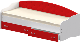 Кровать Софа-7 с мягкой спинкой (800х2000) Белый/Красный в Томмоте - tommot.katalogmebeli.com | фото