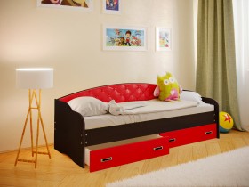 Кровать Софа-7 с мягкой спинкой (800х2000) Венге/Красный в Томмоте - tommot.katalogmebeli.com | фото
