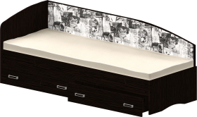 Кровать Софа-9 с мягкой спинкой с рисунком Милана (900х1900) Венге в Томмоте - tommot.katalogmebeli.com | фото