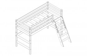 Кровать Соня вариант 6 полувысокая с наклонной лестницей Белый полупрозрачный в Томмоте - tommot.katalogmebeli.com | фото 3