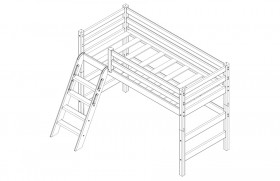 Кровать Соня вариант 6 полувысокая с наклонной лестницей Белый полупрозрачный в Томмоте - tommot.katalogmebeli.com | фото 4