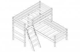 Кровать Соня вариант 8 угловая с наклонной лестницей Белый полупрозрачный в Томмоте - tommot.katalogmebeli.com | фото 3