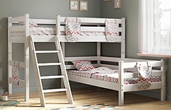Кровать Соня вариант 8 угловая с наклонной лестницей Белый полупрозрачный в Томмоте - tommot.katalogmebeli.com | фото