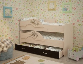 Кровать выкатная Радуга-Сафари детская 1600 Млечный дуб/Венге в Томмоте - tommot.katalogmebeli.com | фото 1