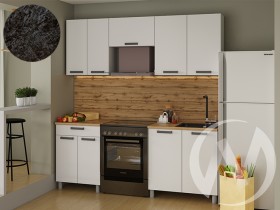 Кухня Кьяра 2.0м с окапом (корпус белый/карбон фарфор) 26мм кастилло темный в Томмоте - tommot.katalogmebeli.com | фото