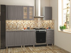 Кухонный гарнитур 1,8м Луксор высокие модули (Клен серый/корпус белый) в Томмоте - tommot.katalogmebeli.com | фото