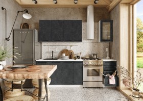 Кухонный гарнитур Нувель 1800мм белый/бетон черный в Томмоте - tommot.katalogmebeli.com | фото 1