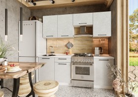 Кухонный гарнитур Нувель 2100мм белый/бетон белый в Томмоте - tommot.katalogmebeli.com | фото