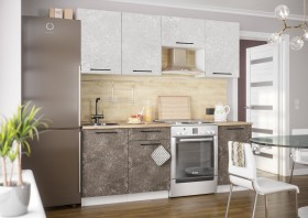 Кухонный гарнитур Нувель 2100мм белый/бетон коричневый в Томмоте - tommot.katalogmebeli.com | фото