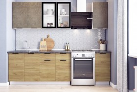 Кухонный гарнитур Стоун 2.0 (белый/камень темно-серый/акация светлая) в Томмоте - tommot.katalogmebeli.com | фото