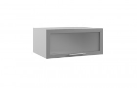 Квадро ГПГС 800 шкаф верхний горизонтальный глубокий со стеклом (Белый софт/корпус Серый) в Томмоте - tommot.katalogmebeli.com | фото