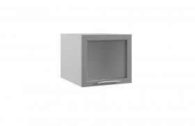 Квадро ГВПГС 500 шкаф верхний горизонтальный глубокий со стеклом высокий (Белый софт/корпус Серый) в Томмоте - tommot.katalogmebeli.com | фото