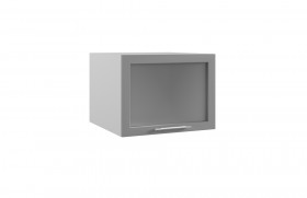 Квадро ГВПГС 600 шкаф верхний горизонтальный глубокий со стеклом высокий (Белый софт/корпус Серый) в Томмоте - tommot.katalogmebeli.com | фото
