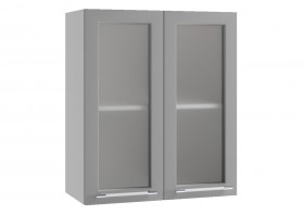 Квадро ПС 600 шкаф верхний со стеклом (Белый софт/корпус Серый) в Томмоте - tommot.katalogmebeli.com | фото