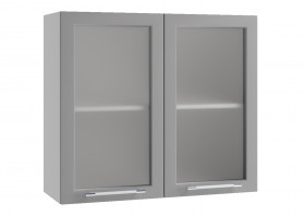 Квадро ПС 800 шкаф верхний со стеклом (Белый софт/корпус Серый) в Томмоте - tommot.katalogmebeli.com | фото