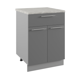 Квадро С1ЯШ 600 шкаф нижний с ящиком (Белый софт/корпус Серый) в Томмоте - tommot.katalogmebeli.com | фото