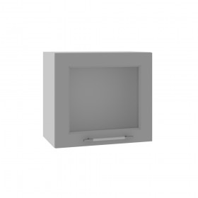Квадро ВПГС 500 шкаф верхний горизонтальный со стеклом высокий (Белый софт/корпус Серый) в Томмоте - tommot.katalogmebeli.com | фото