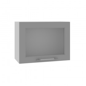 Квадро ВПГС 600 шкаф верхний горизонтальный со стеклом высокий (Белый софт/корпус Серый) в Томмоте - tommot.katalogmebeli.com | фото
