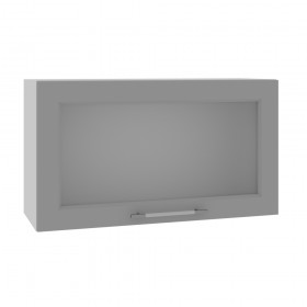 Квадро ВПГС 800 шкаф верхний горизонтальный со стеклом высокий (Белый софт/корпус Серый) в Томмоте - tommot.katalogmebeli.com | фото
