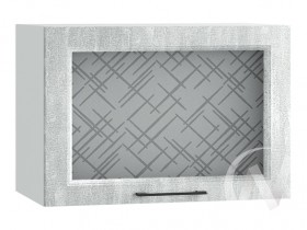 Либерти Шкаф верхний горизонтальный со стеклом ШВГС 609 (Холст грей/корпус белый) в Томмоте - tommot.katalogmebeli.com | фото