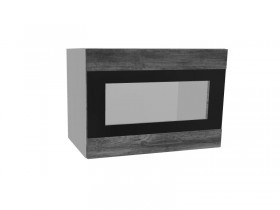 Лофт ПГСФ 500 шкаф верхний горизонтальный со стеклом и фотопечатью (Дуб бурый/корпус Серый) в Томмоте - tommot.katalogmebeli.com | фото