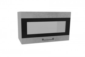 Лофт ПГСФ 600 шкаф верхний горизонтальный со стеклом и фотопечатью (Бетон светлый/корпус Серый) в Томмоте - tommot.katalogmebeli.com | фото