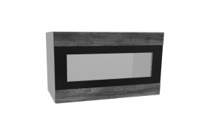 Лофт ПГСФ 600 шкаф верхний горизонтальный со стеклом и фотопечатью (Дуб бурый/корпус Серый) в Томмоте - tommot.katalogmebeli.com | фото