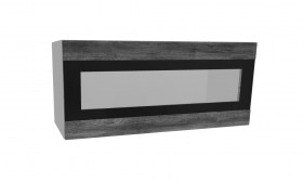 Лофт ПГСФ 800 шкаф верхний горизонтальный со стеклом и фотопечатью (Дуб бурый/корпус Серый) в Томмоте - tommot.katalogmebeli.com | фото