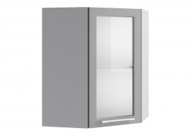 Лофт ПУС 550 шкаф верхний угловой со стеклом (Дуб бурый/корпус Серый) в Томмоте - tommot.katalogmebeli.com | фото