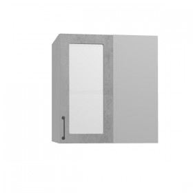 Лофт ПУС 650 шкаф верхний угловой со стеклом (Бетон светлый/корпус Серый) в Томмоте - tommot.katalogmebeli.com | фото