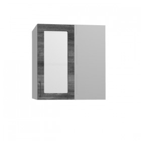 Лофт ПУС 650 шкаф верхний угловой со стеклом (Дуб бурый/корпус Серый) в Томмоте - tommot.katalogmebeli.com | фото