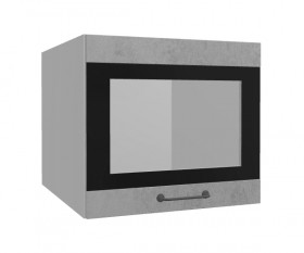 Лофт ВПГСФ 500 шкаф верхний горизонтальный со стеклом высокий с фотопечатью (Бетон светлый/корпус Серый) в Томмоте - tommot.katalogmebeli.com | фото