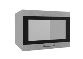 Лофт ВПГСФ 600 шкаф верхний горизонтальный со стеклом высокий с фотопечатью (Бетон светлый/корпус Серый) в Томмоте - tommot.katalogmebeli.com | фото