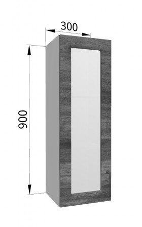 Лофт ВПС 300 шкаф верхний со стеклом высокий (Дуб бурый/корпус Серый) в Томмоте - tommot.katalogmebeli.com | фото