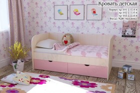 Мальвина Кровать детская 2 ящика 1.6 Розовыйй глянец в Томмоте - tommot.katalogmebeli.com | фото