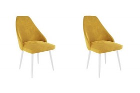 Набор стульев Милан 2 шт (желтый велюр/белый) в Томмоте - tommot.katalogmebeli.com | фото
