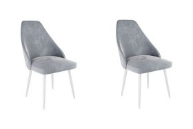 Набор стульев Милан 2 шт (серый велюр/белый) в Томмоте - tommot.katalogmebeli.com | фото