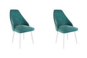 Набор стульев Милан 2 шт (зеленый велюр/белый) в Томмоте - tommot.katalogmebeli.com | фото