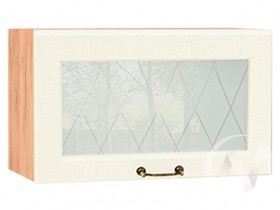 Ницца Шкаф верхний горизонтальный со стеклом ШВГС 600 (Крем/корпус дуб крафт золотой) в Томмоте - tommot.katalogmebeli.com | фото