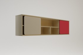 Полка между шкафами 1660 Бэрри (Бежевый/Красный/корпус Клен) в Томмоте - tommot.katalogmebeli.com | фото 1