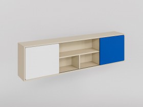 Полка между шкафами 1660 Скай (Синий/Белый/корпус Клен) в Томмоте - tommot.katalogmebeli.com | фото