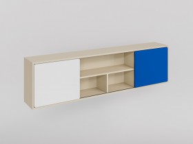 Полка между шкафами 1660 Скай люкс (Синий/Белый/корпус Клен) в Томмоте - tommot.katalogmebeli.com | фото