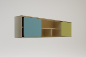 Полка между шкафами 1660 Смайли (Голубой/Зеленый/корпус Клен) в Томмоте - tommot.katalogmebeli.com | фото