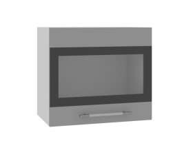 Ройс ВПГСФ 500 Шкаф верхний горизонтальный со стеклом с фотопечатью высокий (Белый софт/корпус Серый) в Томмоте - tommot.katalogmebeli.com | фото
