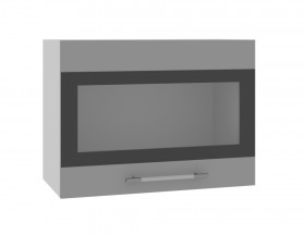 Ройс ВПГСФ 600 Шкаф верхний горизонтальный со стеклом с фотопечатью высокий (Белый софт/корпус Серый) в Томмоте - tommot.katalogmebeli.com | фото