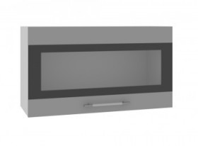 Ройс ВПГСФ 800 Шкаф верхний горизонтальный со стеклом с фотопечатью высокий (Графит софт/корпус Серый) в Томмоте - tommot.katalogmebeli.com | фото