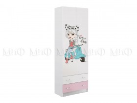 Шкаф 2-х створчатый Fashion-1 Вега (Белый/Розовый) в Томмоте - tommot.katalogmebeli.com | фото
